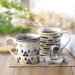 3-Delig theeset bestaande uit keramische theeset met mok, thee ei/filter en thee schoteltje